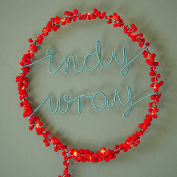 Personalised Pom Pom Fairy Light Hoop On Two Lines, 5 of 9