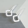 Sterling Silver Textured Square Solid Drop Earrings, thumbnail 4 of 5