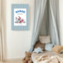 Babar Stripy Blue Football Nursery Art Print, thumbnail 4 of 4