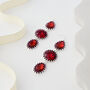 Red Triple Drop Crystal Earrings, thumbnail 3 of 3