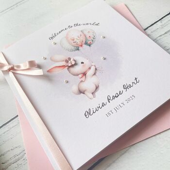 Baby Bunny New Baby Girl Card, 3 of 3
