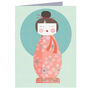 Kokeshi Doll Mini Greetings Card, thumbnail 3 of 5