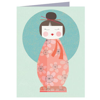 Kokeshi Doll Mini Greetings Card, 3 of 5