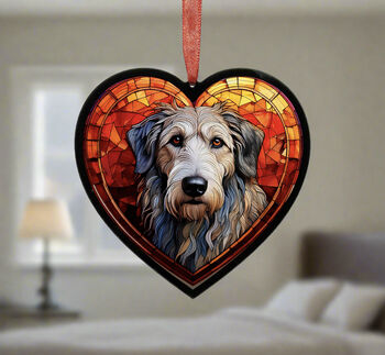 Irish Wolfhound Stained Glass Effect Heart Suncatcher, 4 of 5