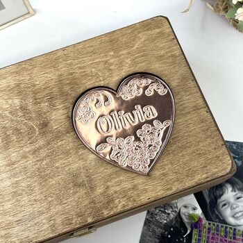 Personalised Heart Name Wooden Memory Box, 3 of 12