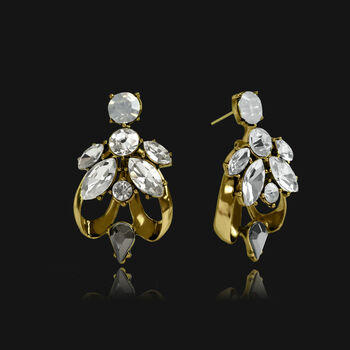Gold Plated Tulip Statement Rhinestone Earrings, 2 of 5