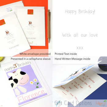 Personalised Farm Cow New Baby Card, 6 of 6