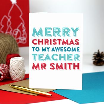 Merry Christmas Personalised Teacher Greetings Card By Do You Punctuate ...