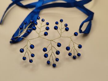 Royal Blue Pearl Wrist Corsage – Gold Or Silver, 9 of 9