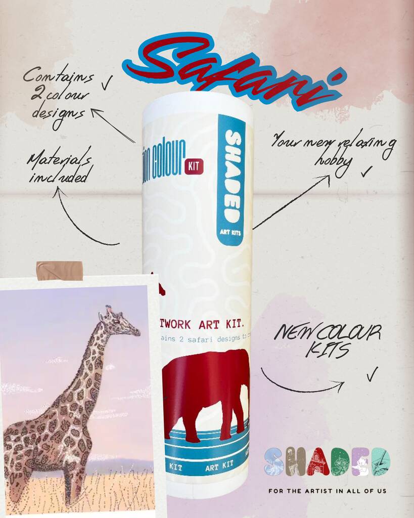 Shaded Safari Pointillism Diy Art Kit Set Of Two, 1 of 3