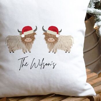 Highland Cow Christmas Cushion, 3 of 3