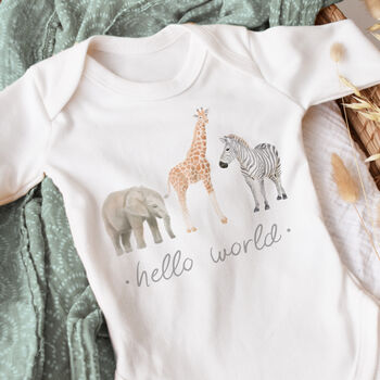 Safari 'Hello World' Neutral Baby Outfit, 2 of 5