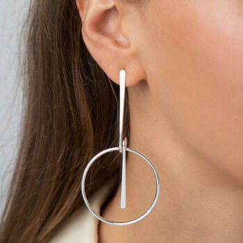 Long Drop Knotted Hoop And Bar Earrings, 4 of 6