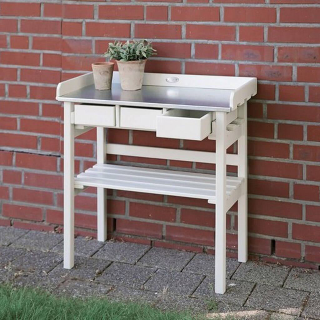 Lacquered Garden Three Drawer Workbench Grey Or Cream, 1 of 5