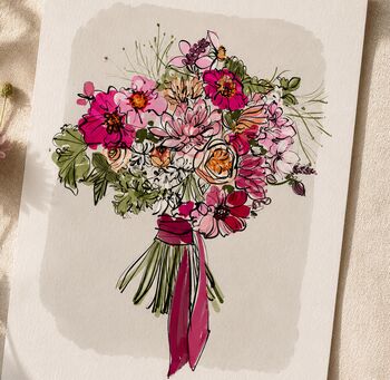 Personalised Wedding Bouquet Portrait, 2 of 8