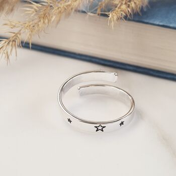 Sterling Silver Celestial Star Hug Ring, 2 of 5