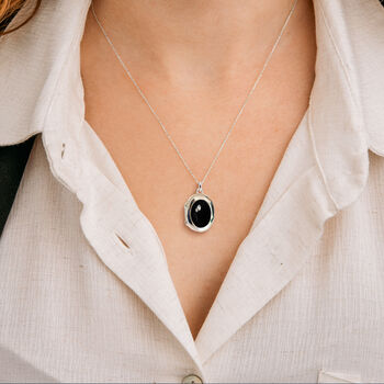 Personalised Sterling Silver Black Onyx Locket, 2 of 12