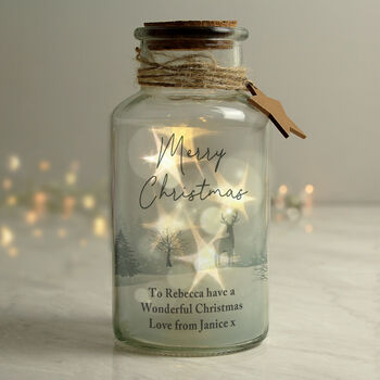 Personalised 'Merry Christmas' LED Glass Jar – Christmas Light Decoration, 3 of 5