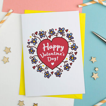 Illustrated Heart And Flowers Personalised Card, 2 of 2