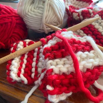 Candy Cane Tinsel Beginner Knitting Kit, 2 of 6