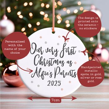 Our Very First Christmas As Parents Personalised Tree Decoration, 5 of 5