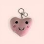 Mother’s Day Soft, Cuddly Pink Smiling Face Heart Bag Keyring, thumbnail 1 of 2