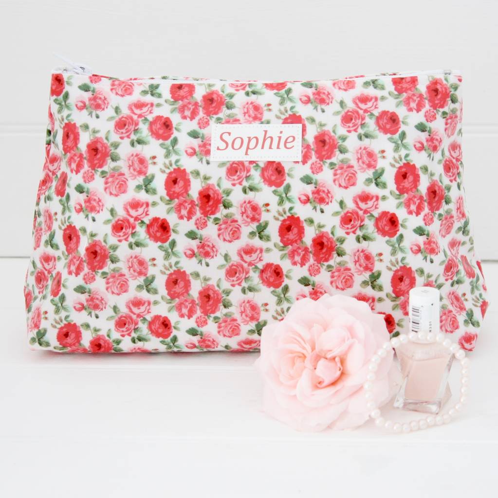 personalised floral oilcloth wash bag by lucy lilybet