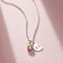 Birthstone And Initial Moon Charm Necklace, thumbnail 2 of 9
