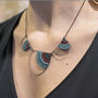 Silver Geometric Curve Statement Necklace, thumbnail 4 of 5