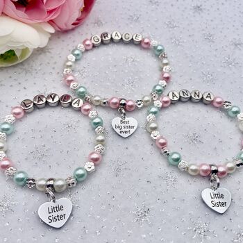 Personalised Best Big Sister Ever Charm Bracelet, Baby Shower Gift, 7 of 11