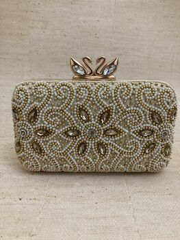 Cairo Handcrafted Gold Rectangular Clutch, 4 of 6