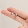 Sterling Silver Tiny Cz And Moonstone Stud Earrings, thumbnail 2 of 11