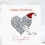 Daughter Christmas Silver Butterfly Heart Santa's Hat Card, thumbnail 1 of 11