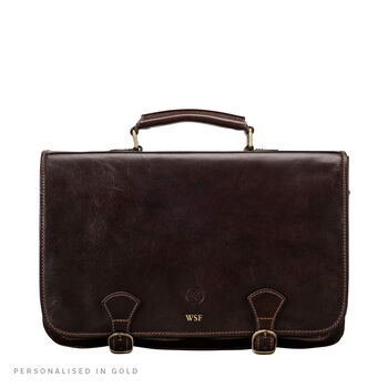 Personalised Two Sectioned Leather Satchel 'Jesolo2', 3 of 12