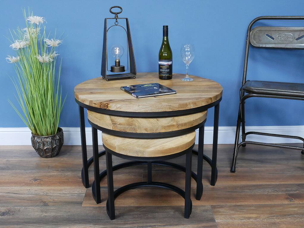 Industrial Set Of Three Side Tables