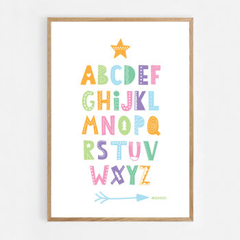 Alphabet Multi Scandi Nursery Print, 4 of 5