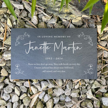 Personalised Wreath Memorial Slate Grave Marker 25 X 15cm, 6 of 9