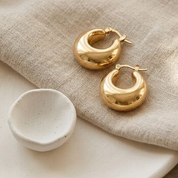 Chunky U Shape Hoops Gold Non Tarnish Waterproof, 5 of 10