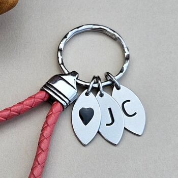 Personalised Teal Leather Keyring, 3 of 5
