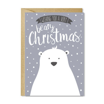 Polarbear Christmas Card. Single Card Or Pack Of Six, 2 of 2