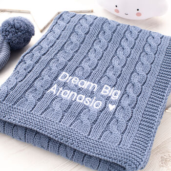 Luxury Baby Boy Cable Blanket, 2 of 11