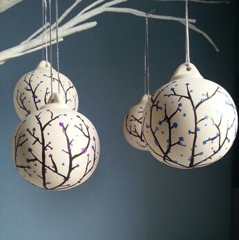 Cherry Blossom Hand Painted Ceramic Bauble, 3 of 5