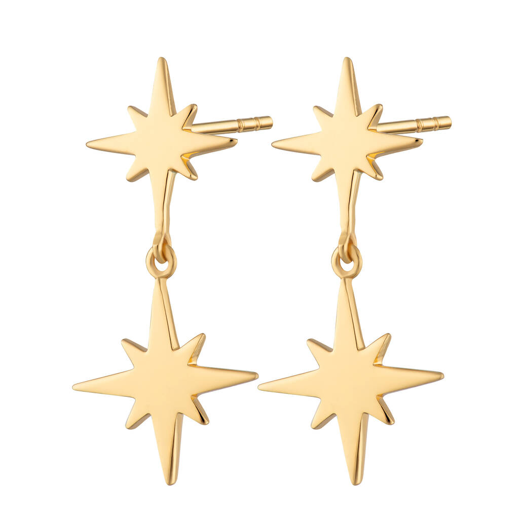 Double Star Drop Stud Earrings By Scream Pretty | notonthehighstreet.com