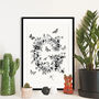 Personalised Monochrome Floral Initial Print, thumbnail 7 of 11