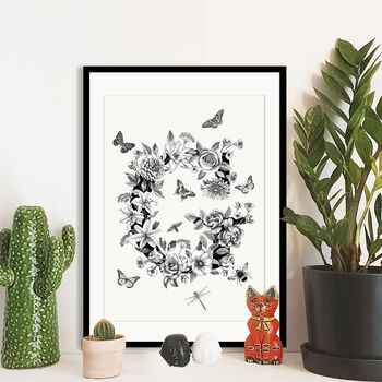 Personalised Monochrome Floral Initial Print, 7 of 11
