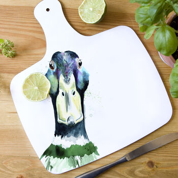 Inky Mallard Chopping Board With Handle, 2 of 5
