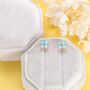 Blue Opal Hydrangea Stud Earrings, thumbnail 3 of 11