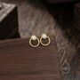 White Opal Double Circle Stud Earrings Sterling Silver, thumbnail 6 of 10