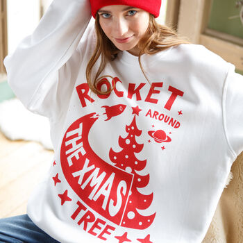 Rocket Around The Christmas Tree Women's Jumper, 2 of 8