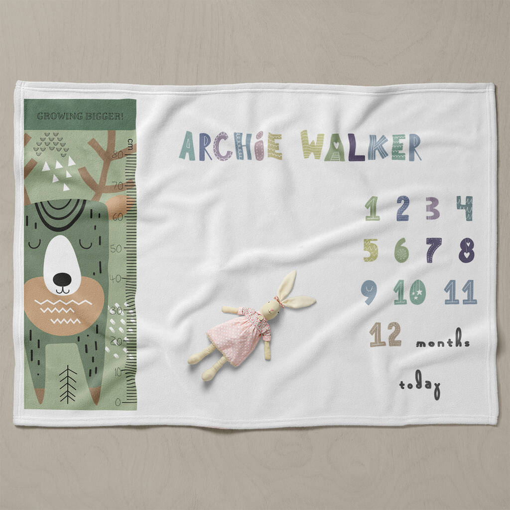 Personalised Luxury Baby Growth Chart Milestone Blanket By Studio Hop